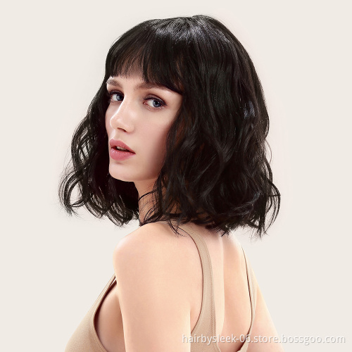 Wholesale wigs with no Lace curly hair for woman machine made Synthetic short fiber wig girl hair cheap synthetic wigs with bang